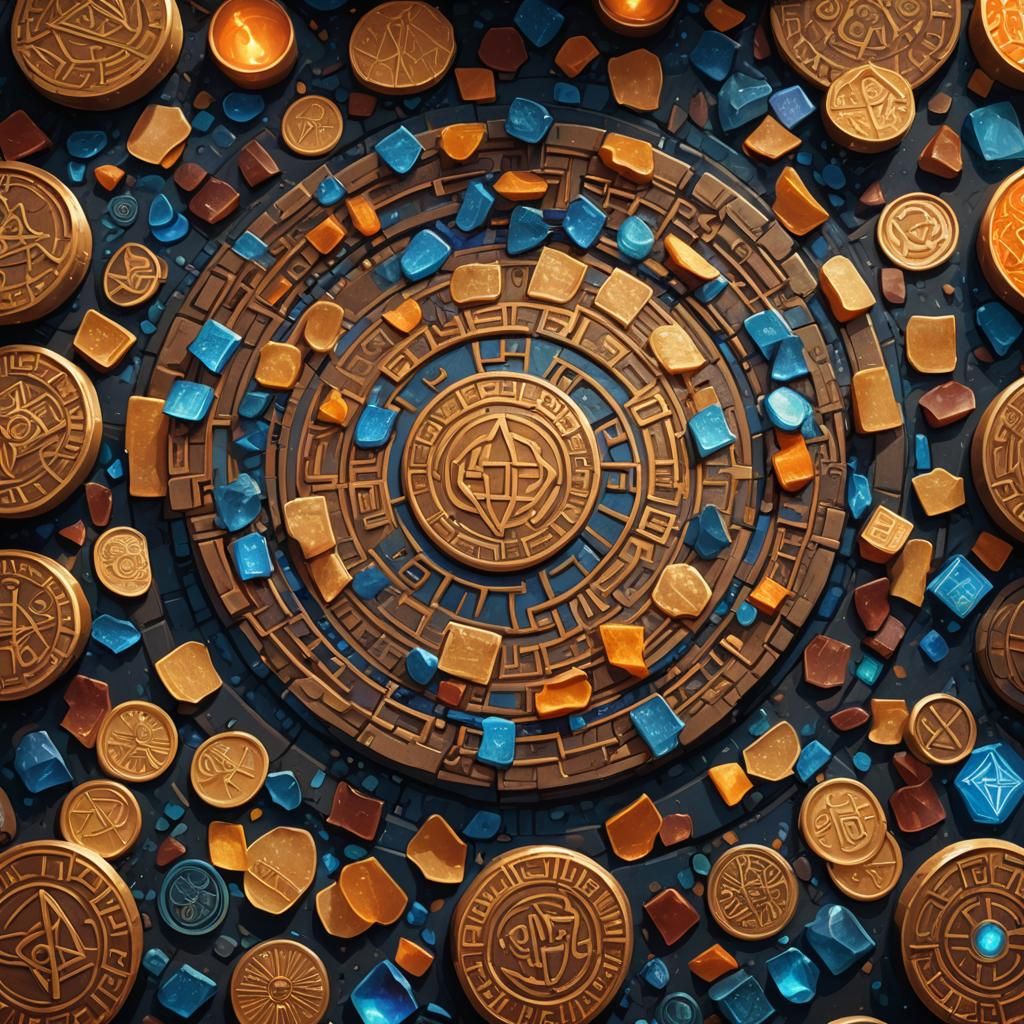 Mystical Altar Displaying Logo Chips in Fantasy Art