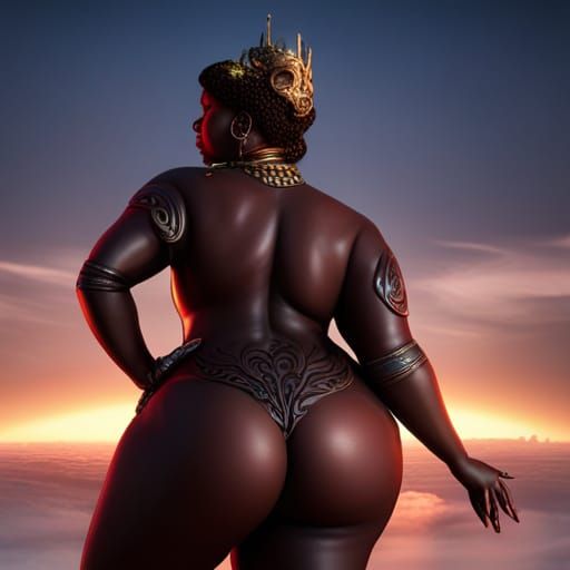 Glamorous Ebony Queen in Detailed Digital Painting