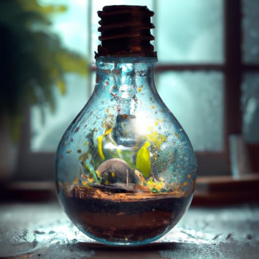 Terrarium Inside Lightbulb: Digital Illustration Cover Art