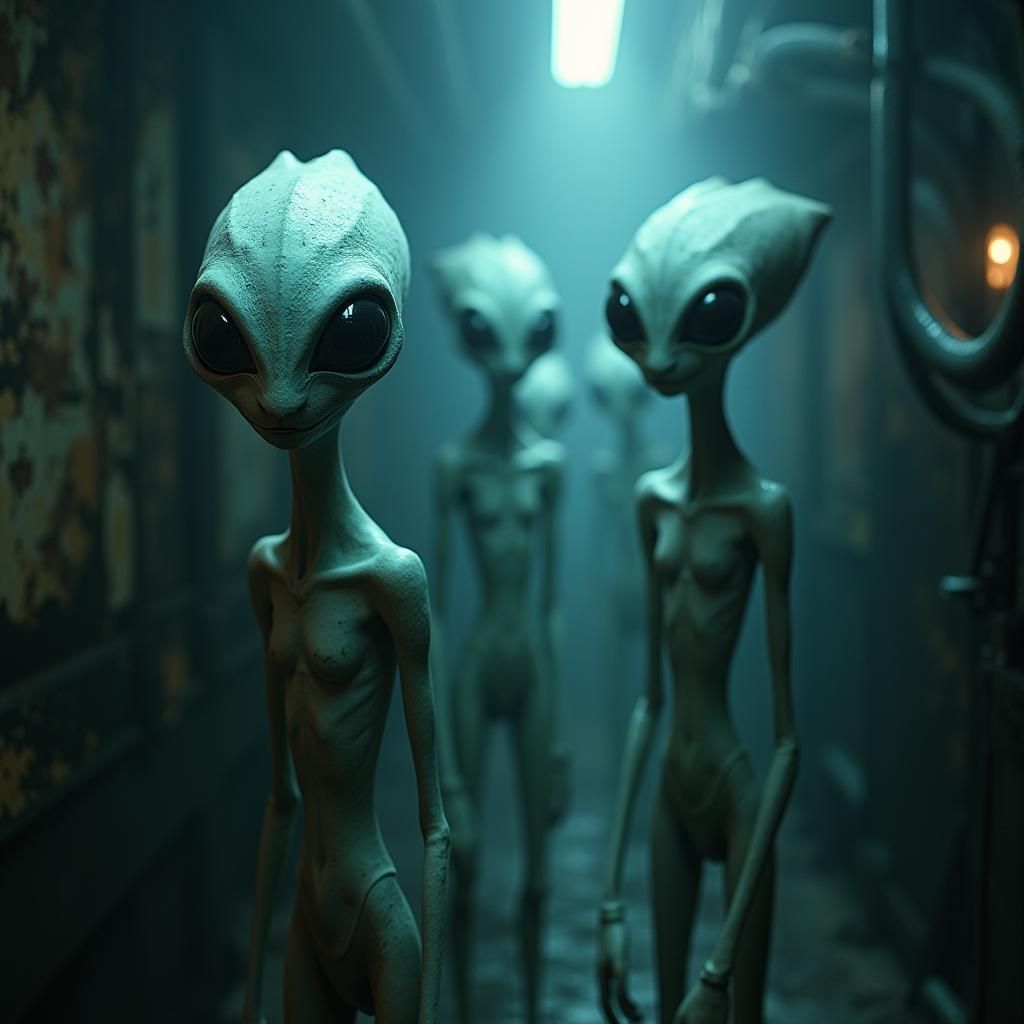 Ethereal Aliens in Industrial Sci-Fi Environment