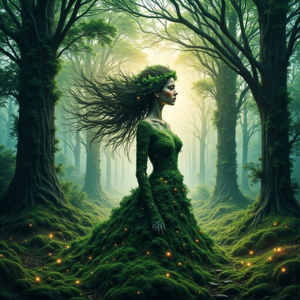 Mystical Forest Princess in Woodland Scene