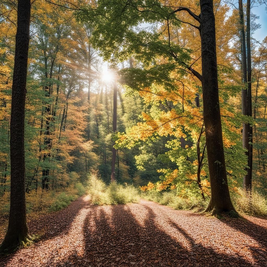 Autumn Woods with Komorebi Sunlight, Cottagecore Style