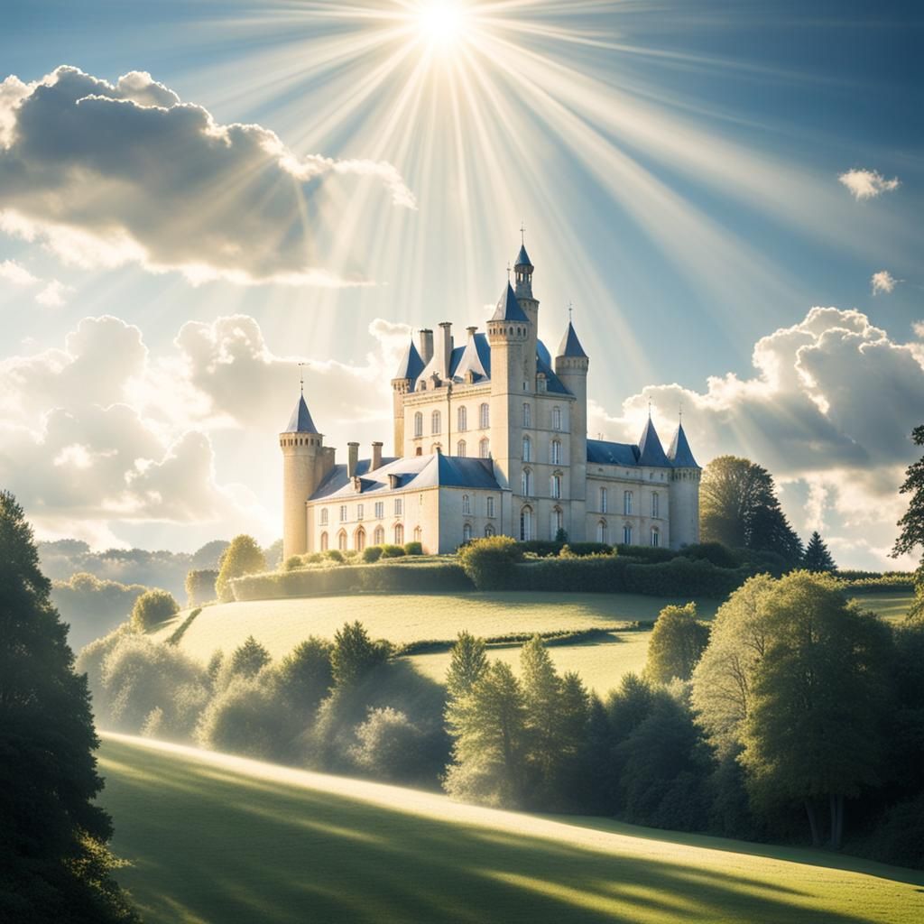 Chateau Bathed in Divine Sunshine