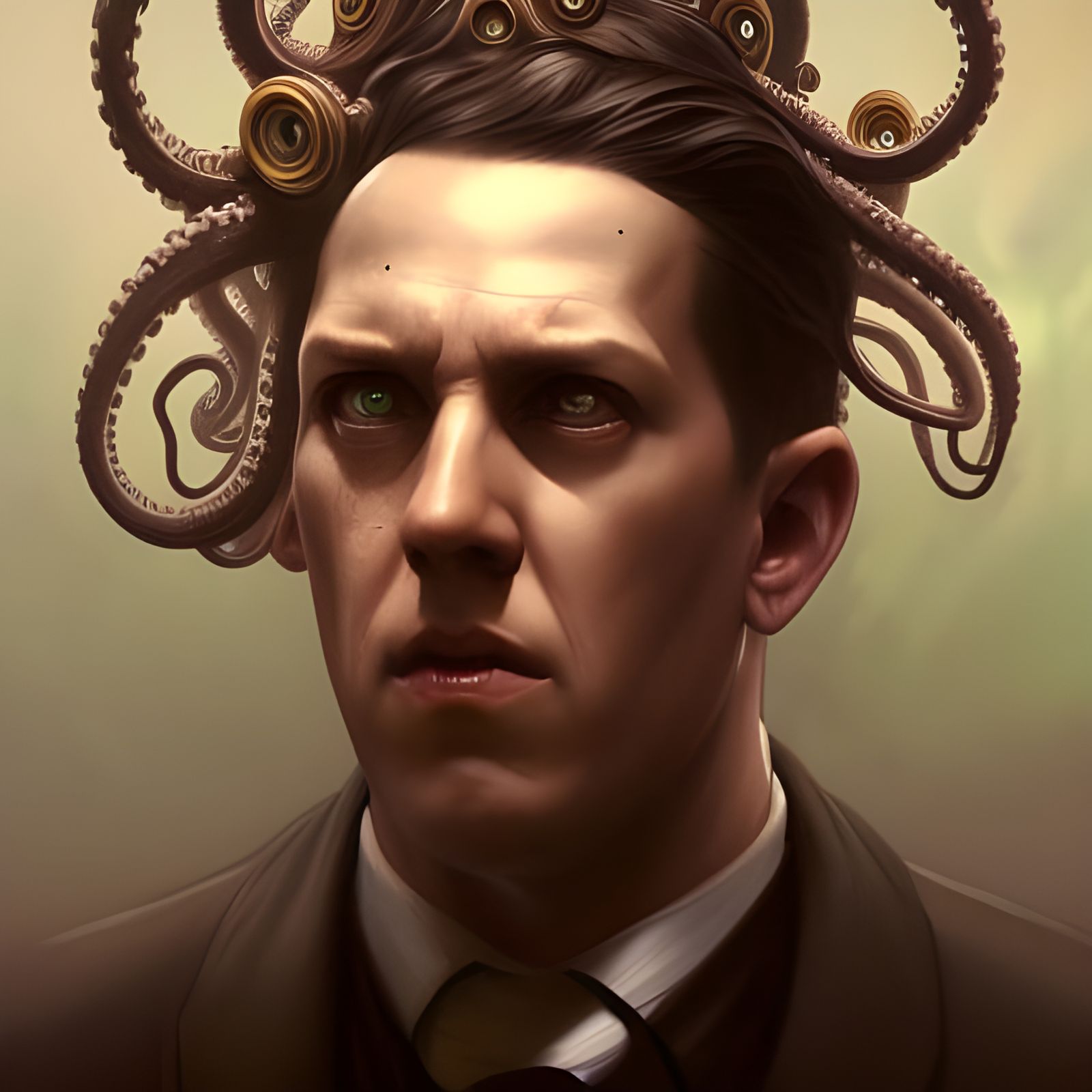Lovecraft Portrait with Tentacles in Artstation Style