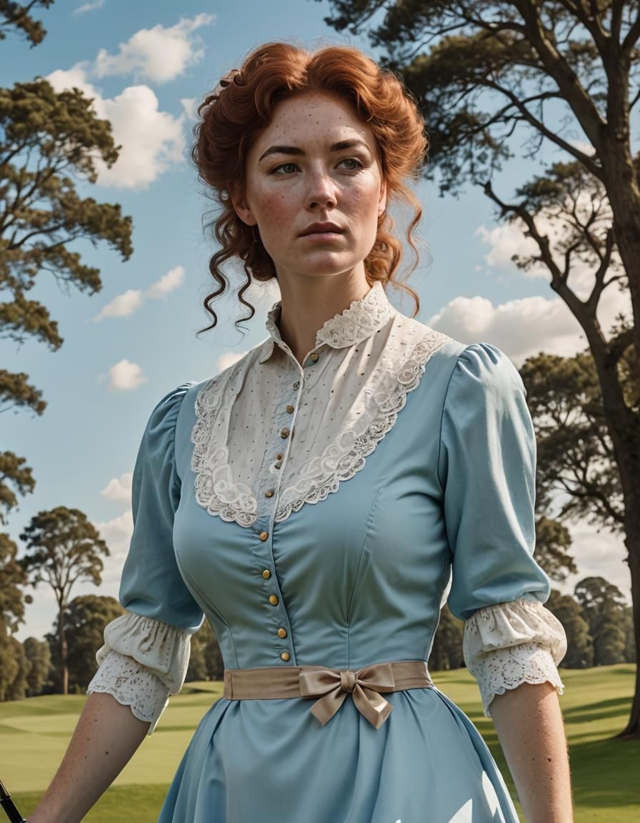 Victorian Woman Playing Golf Portrait