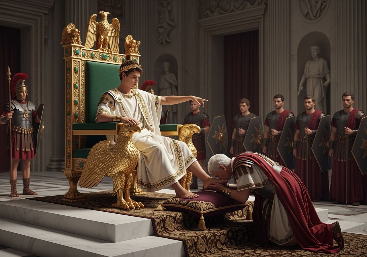 Emperor Nero on His Throne in Ancient Rome