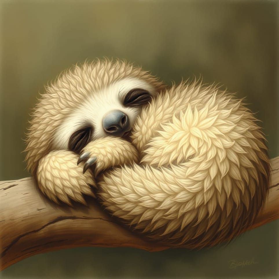 lazy fluffy sloth, Beatrix Potter