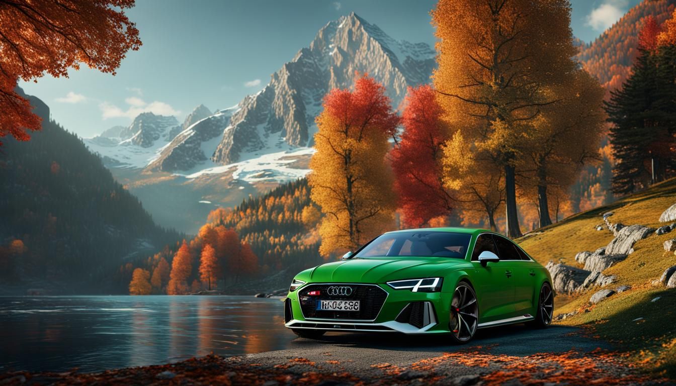 Audi RS 8 GT in Autumnal Landscape, Hyperrealistic