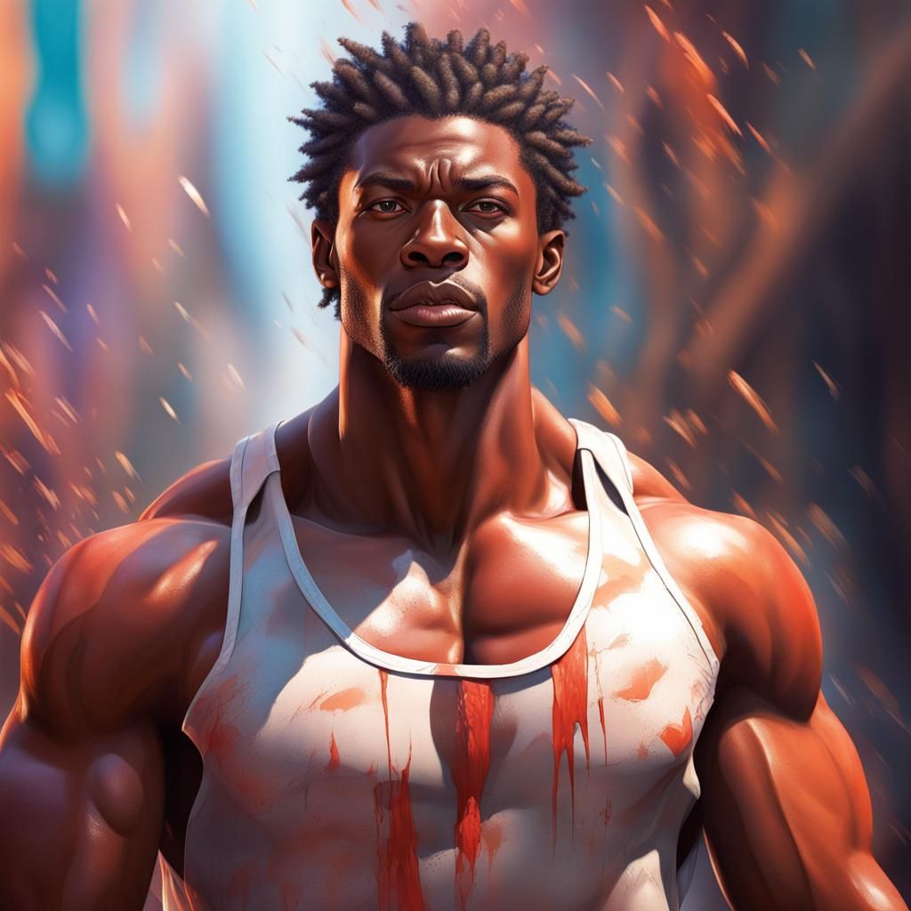 Hyperrealistic Portrait of Muscular African American Man