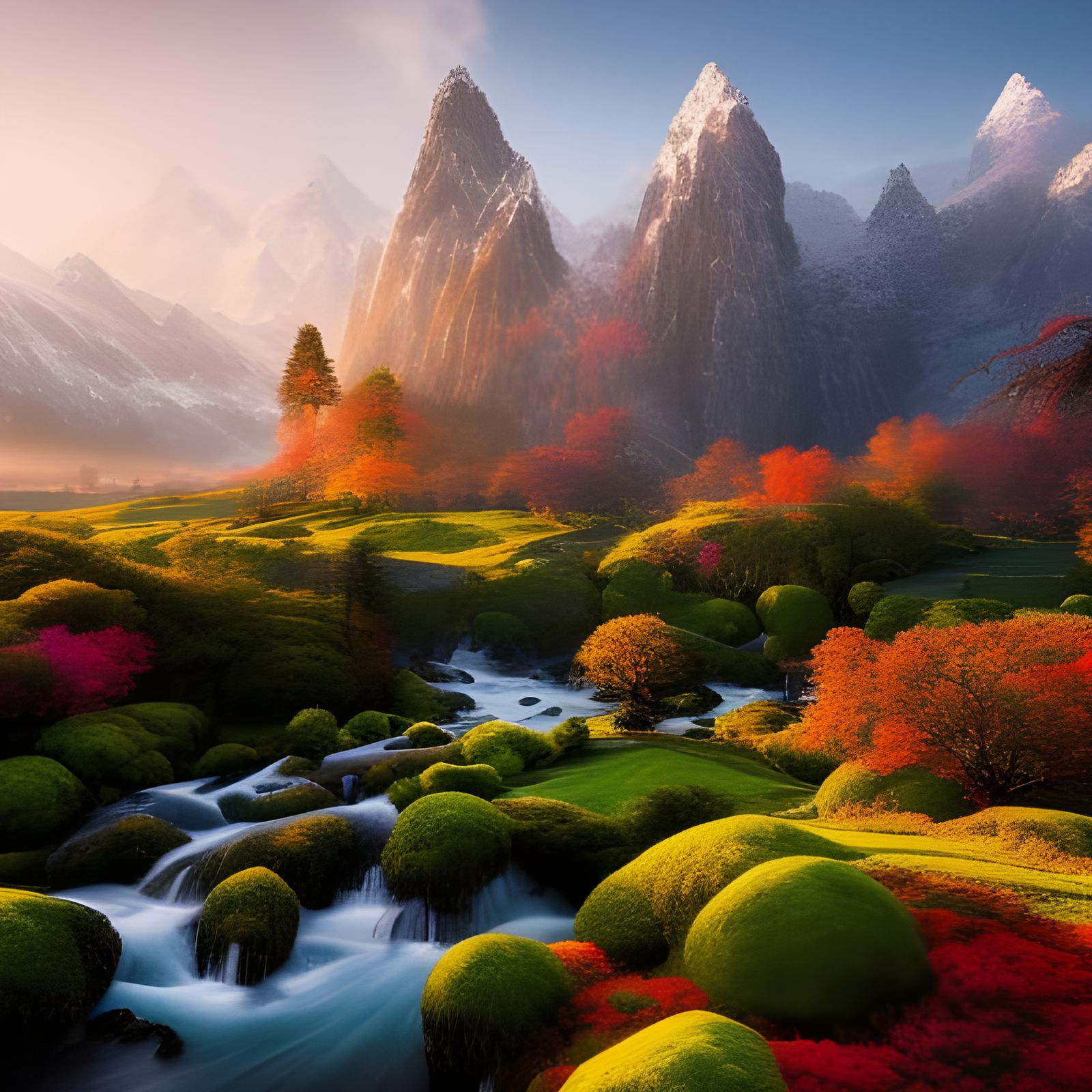 Cinematic Spring Stream Amidst Winter Landscape