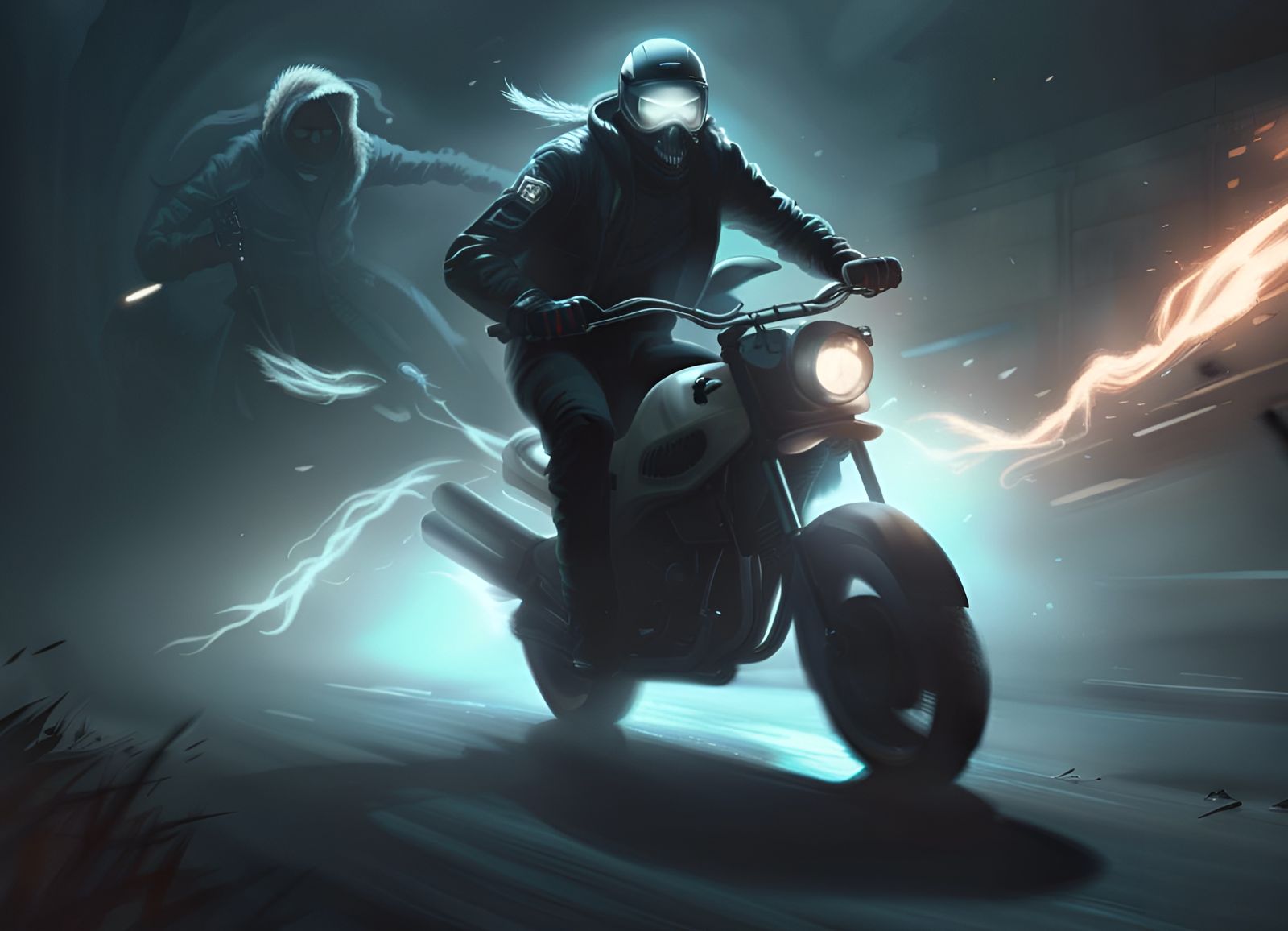 Ghostly Motorcycle Rider Concept Art