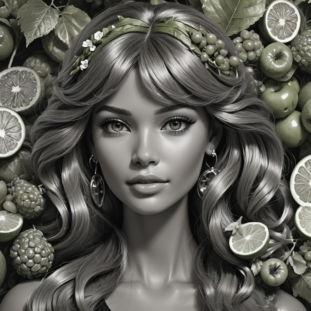 Hyperrealistic B&W Portrait of Zendaya as Barbie