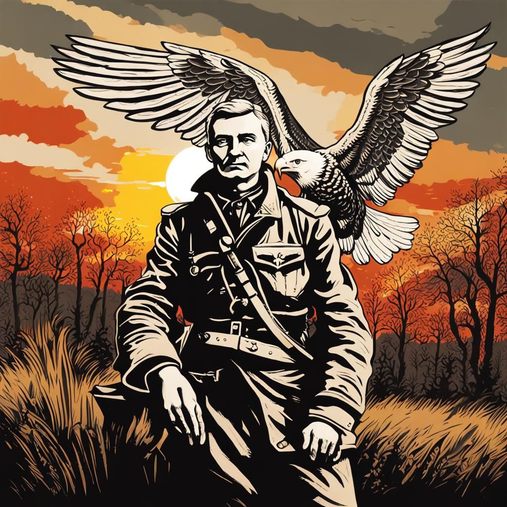Kościuszko: Eagle of Freedom Soars at Sunset