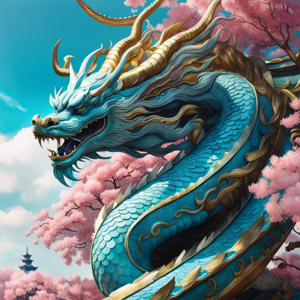 Chinese Dragon Rising: Hyperrealistic Digital Art