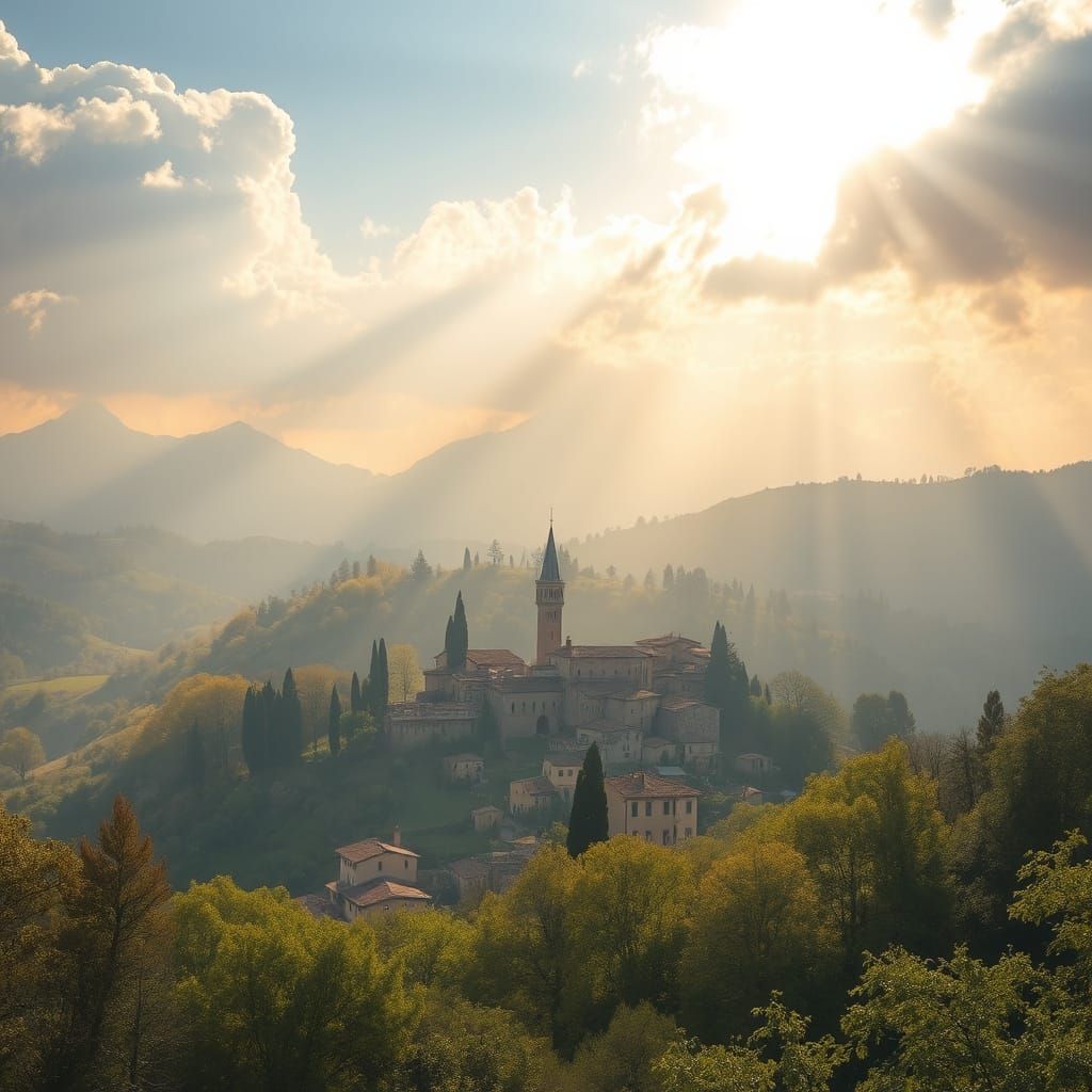 Luminous Italian Village in the Rolling Hills of Lucca