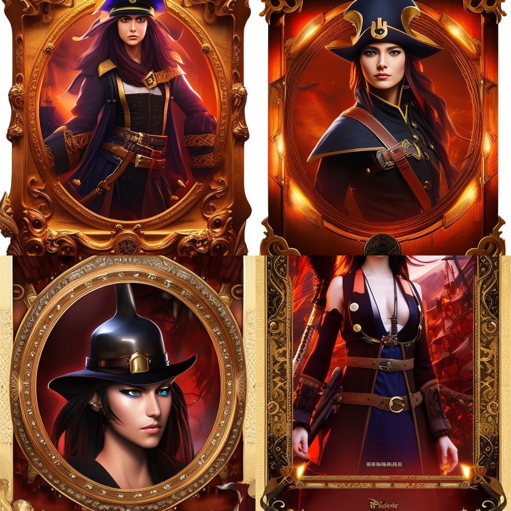 Steampunk Female Pirate Captain Portrait in 8K