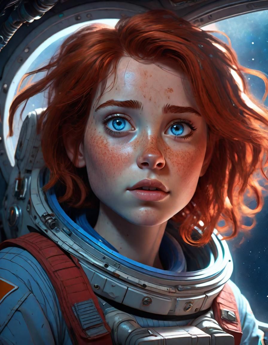 Female Astronaut Portrait in Anime Style