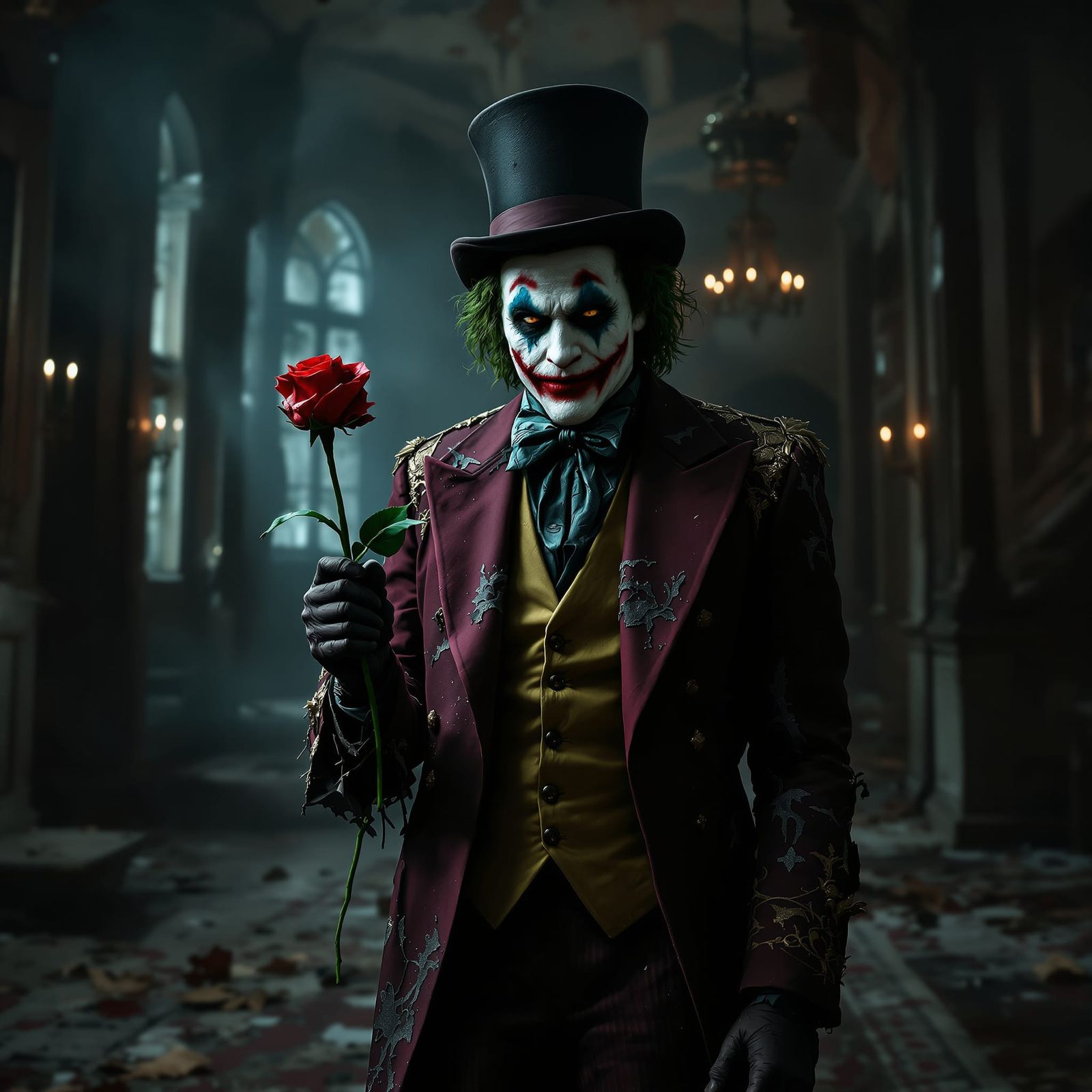 Joker in Opulent Ballroom, Victorian Style