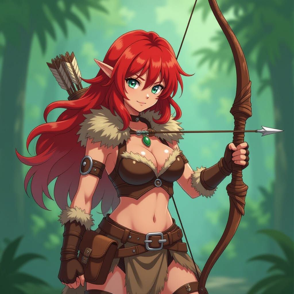 Anime Prehistoric Hunter in Cel-Shaded Style