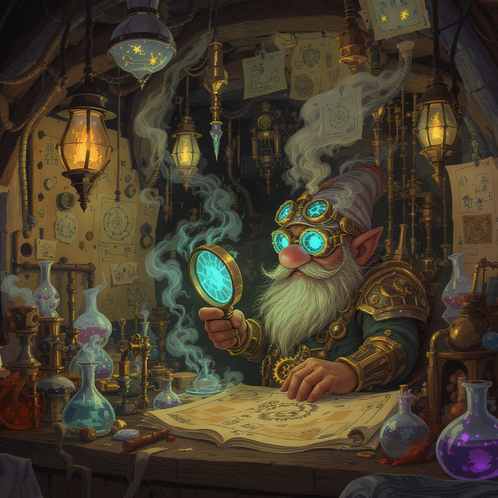 Gnomish Tinkerer's Steampunk Workshop with Automatons