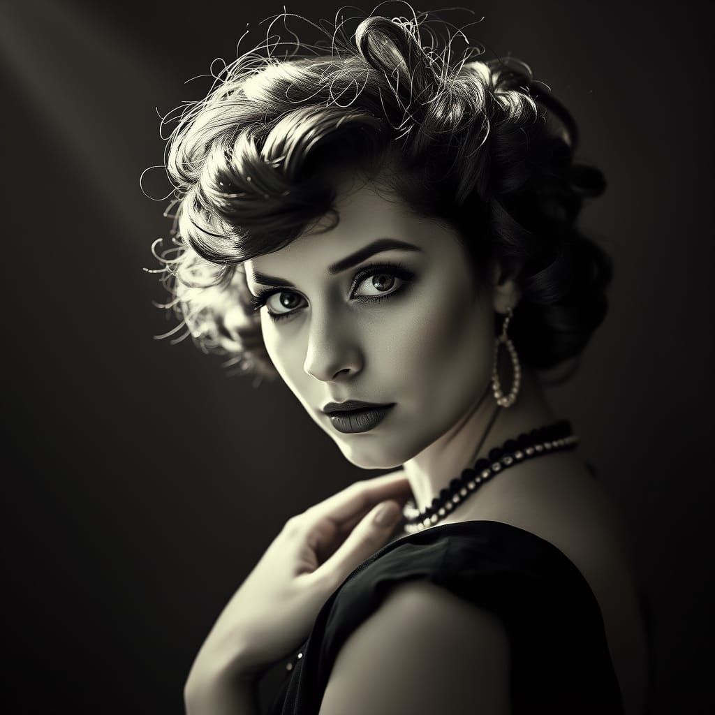 Roaring Twenties Woman in Monochrome Portrait