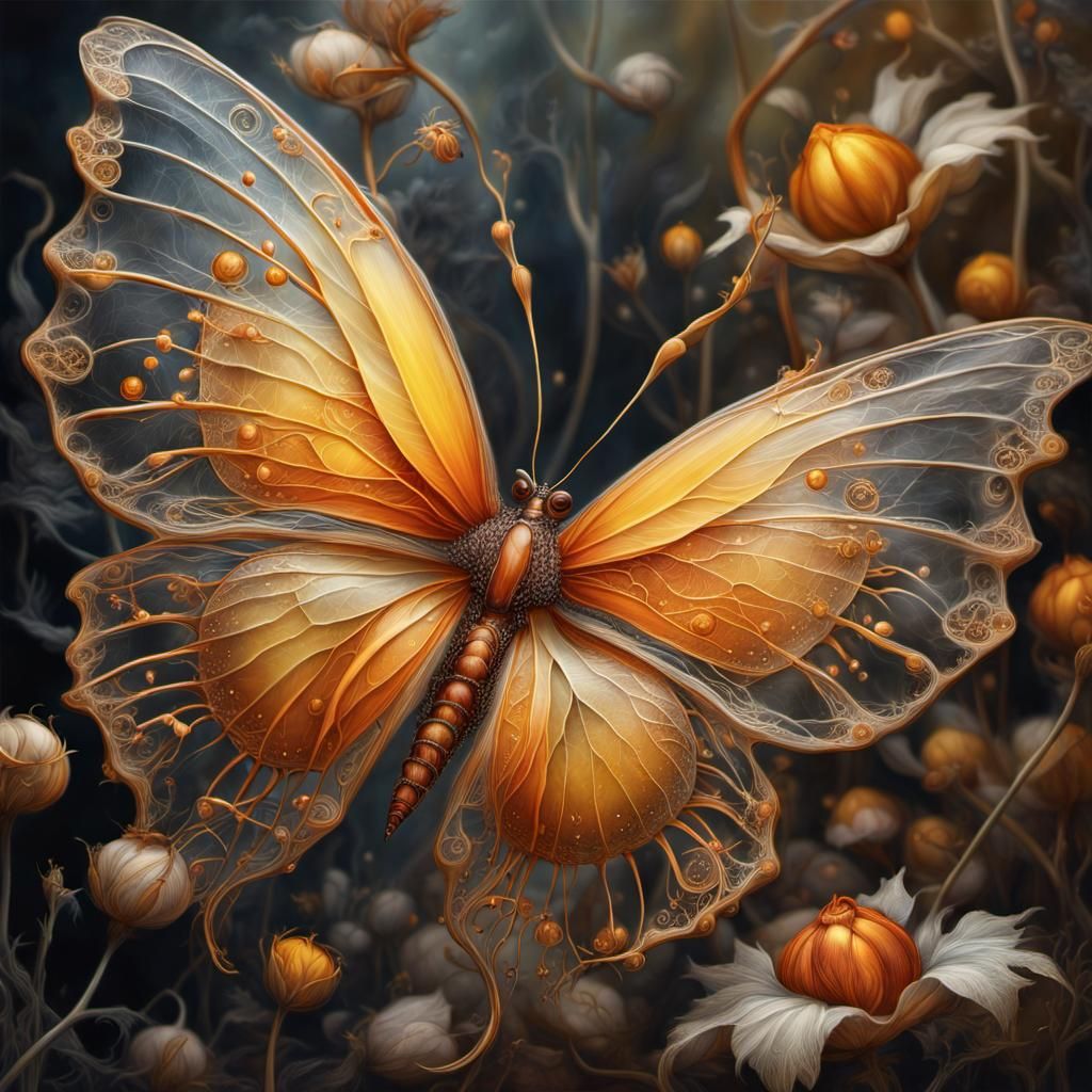 Amber Butterfly Metamorphosis in Magical Realism