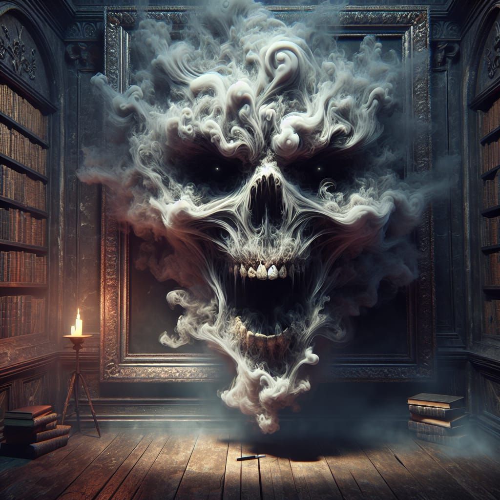 Terrifying Malevolent Face Materializing from Smoke