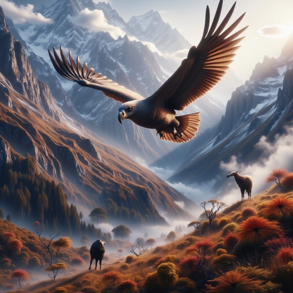 Andean Condor in Flight: Photorealistic Matte Painting