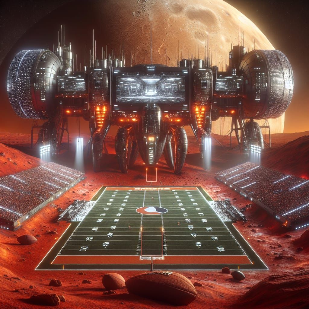 Sensational Mars Football Game in Futuristic Sci-Fi Style