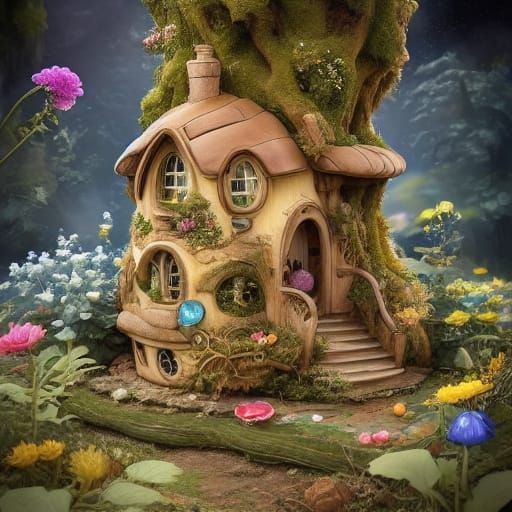 Bear's Honey Home in Airbrushed Digital Art