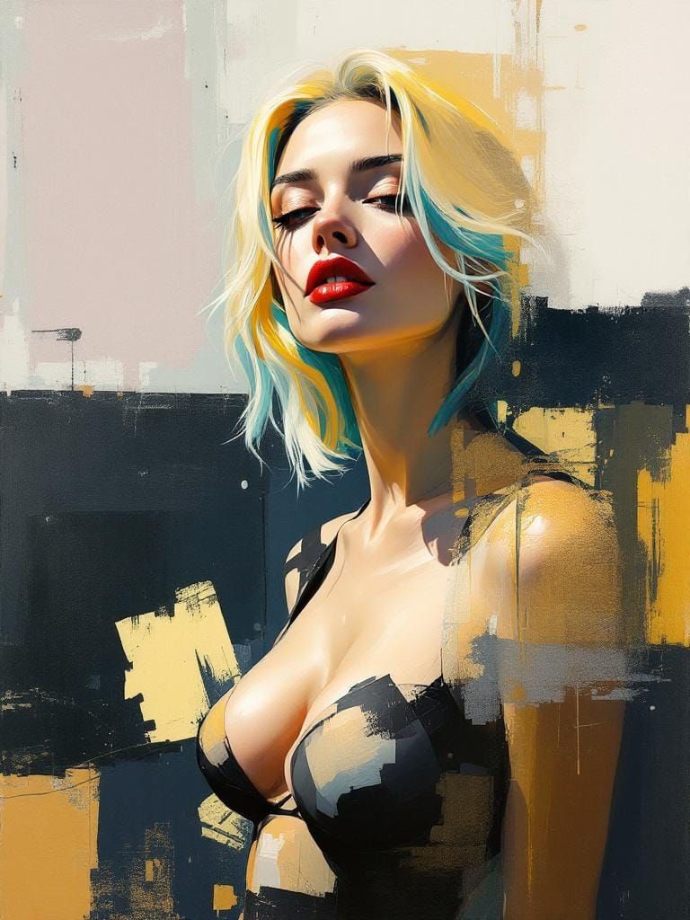 Blonde Pin-Up in Style of Katz and Diebenkorn