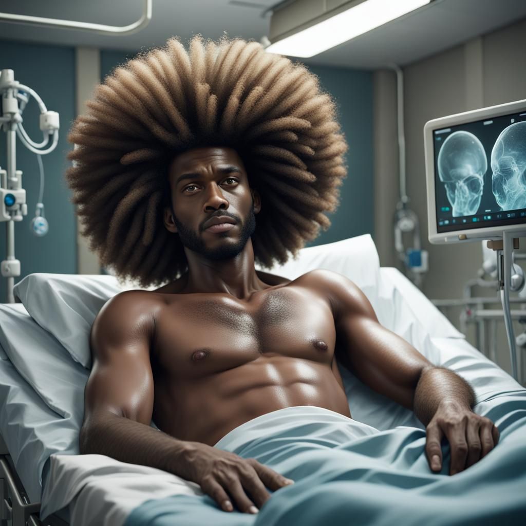 Black Man in Hospital Bed: Detailed Matte Painting