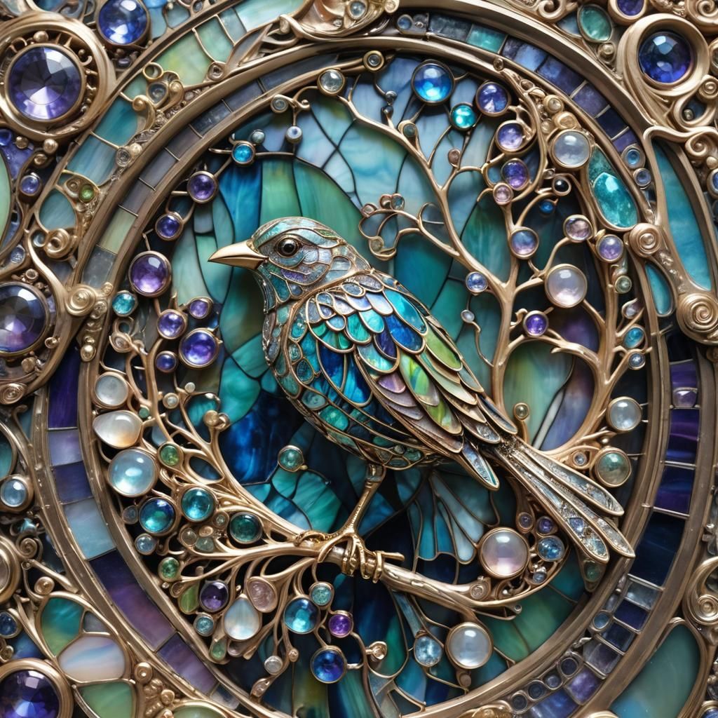 Opulent Bird Sculpture in Magical Realism