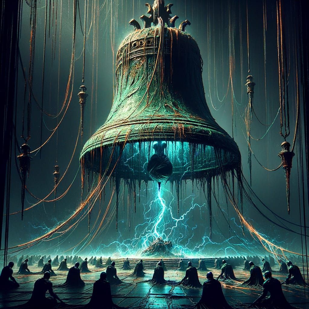 Archaic Bell Engulfed in Ghostly Green Flames