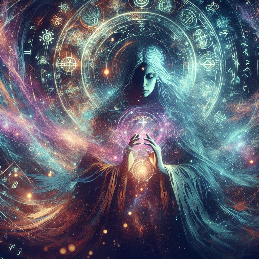 South Asian Völva Seer in Cosmic Vortex
