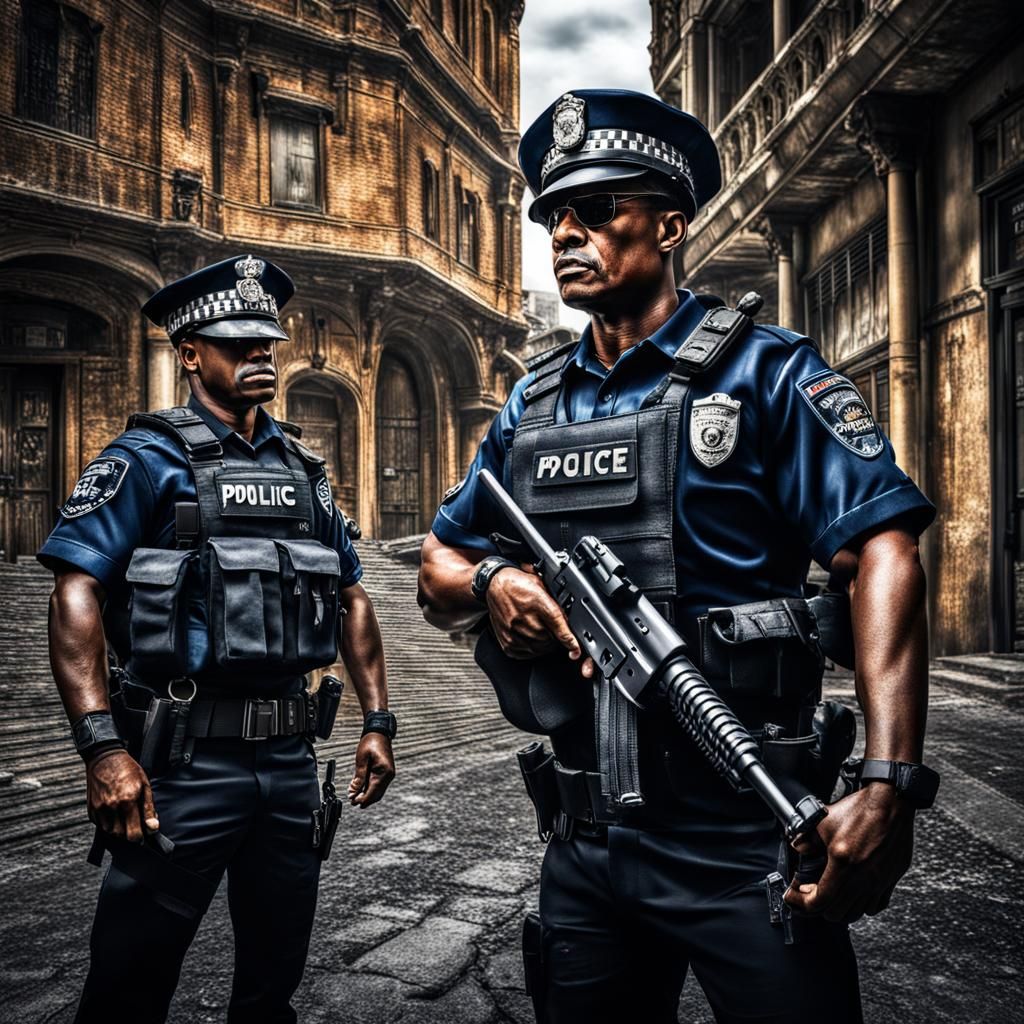 Hyperrealistic Police and Thief Scene in High Definition