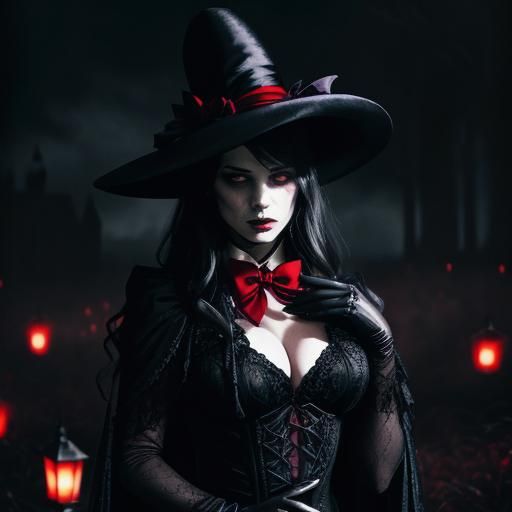 Nyarlathotep as Confident Woman in Dark Fantasy Style