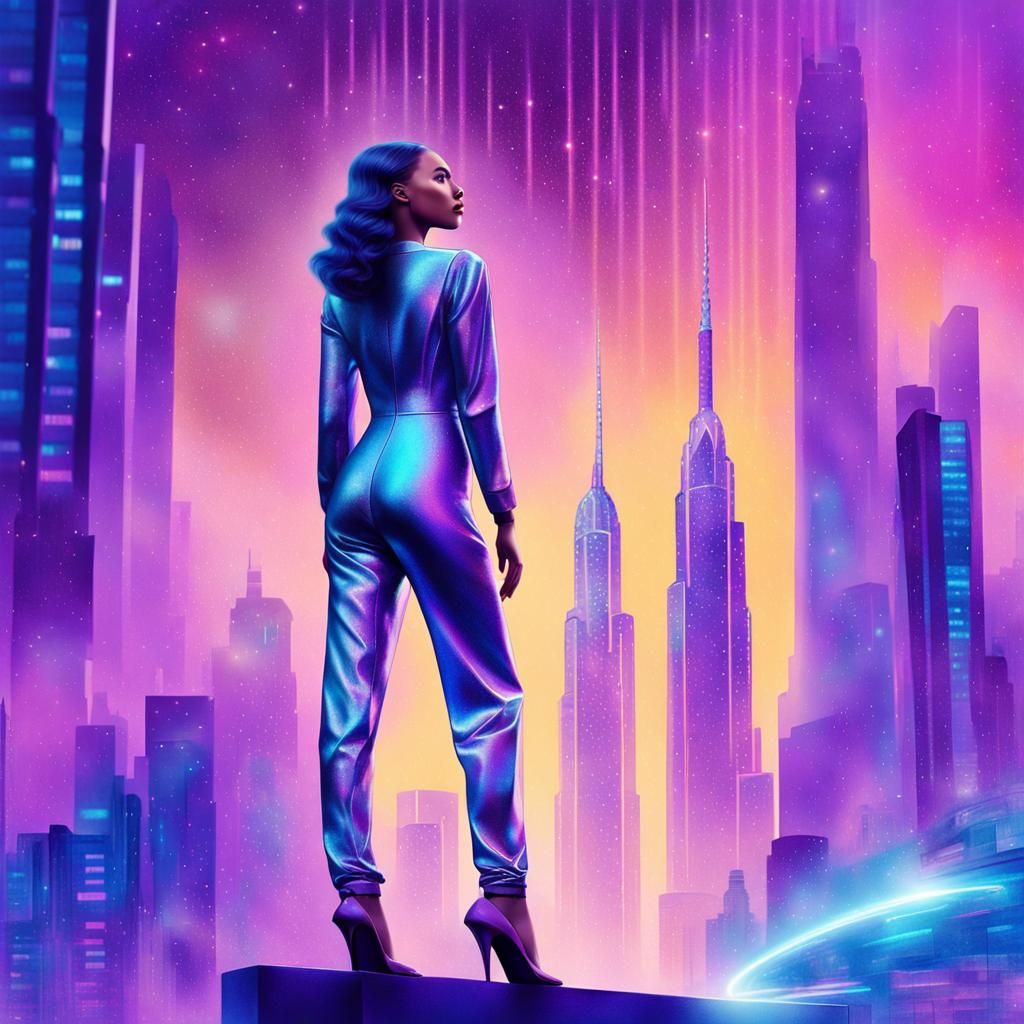 Embrace Progress: Art Deco Journey in Spacecore Style