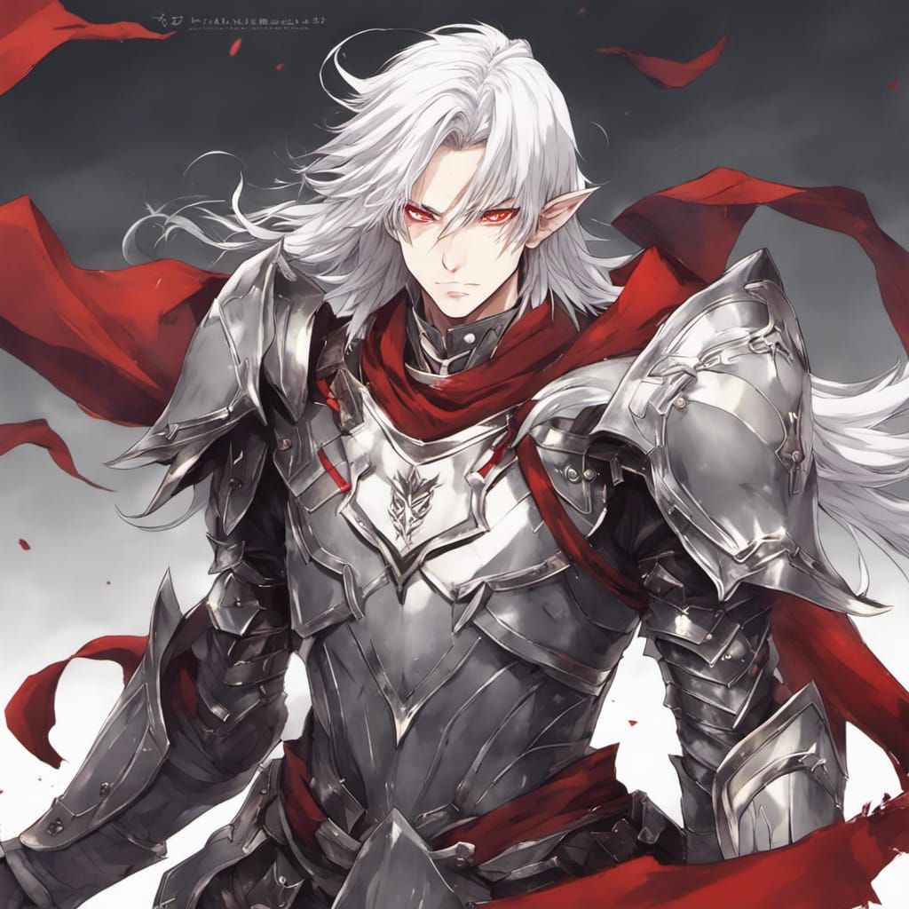 Anime Elf Knight with Demonic Shield