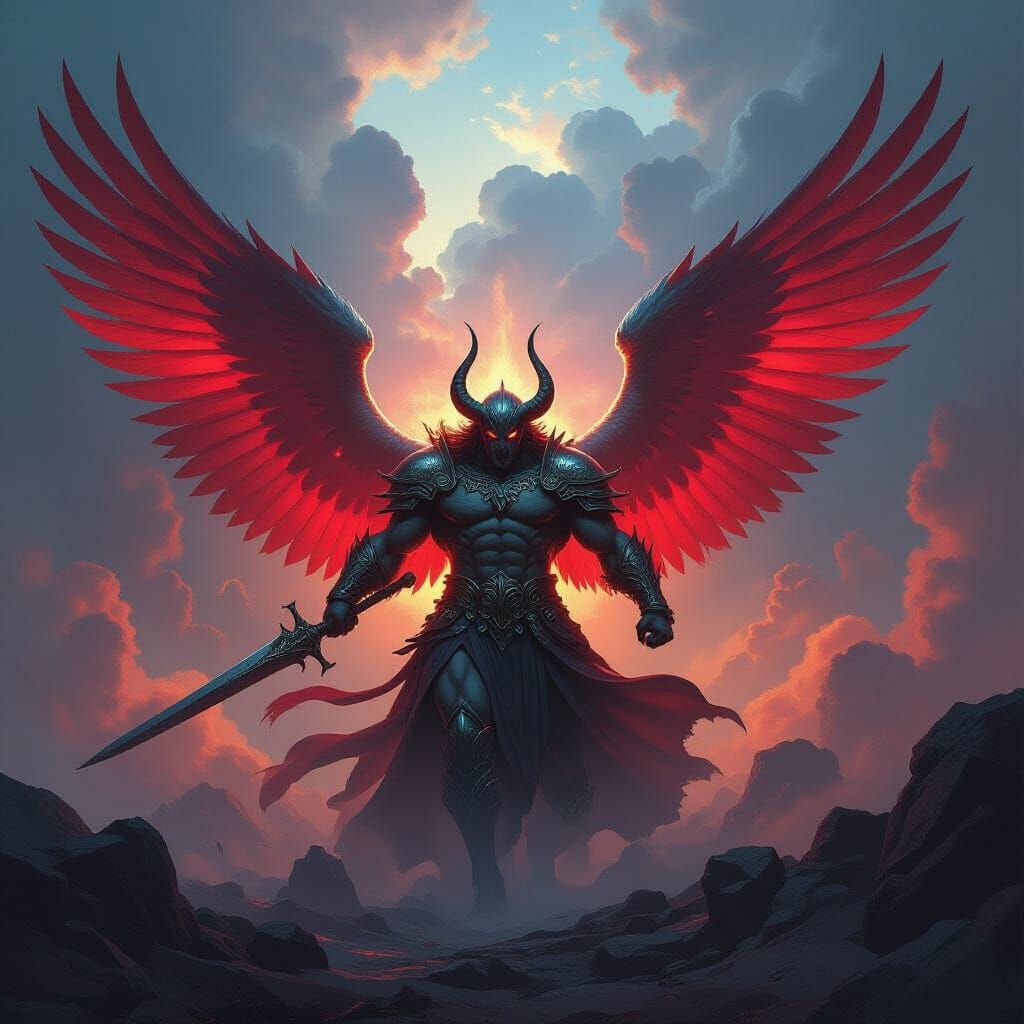 Angry God of War Amidst Vibrant Storm