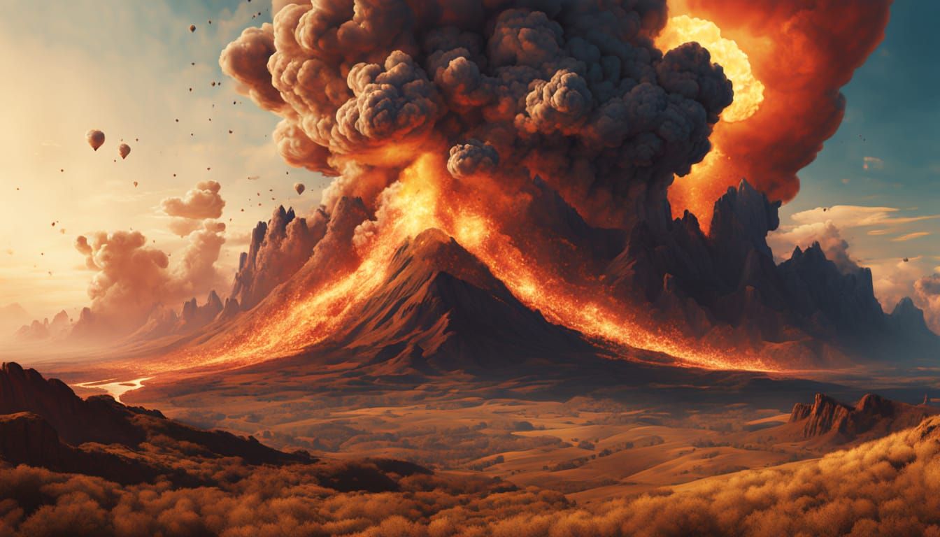 Epic Landscape Collision in Oil Painting Style