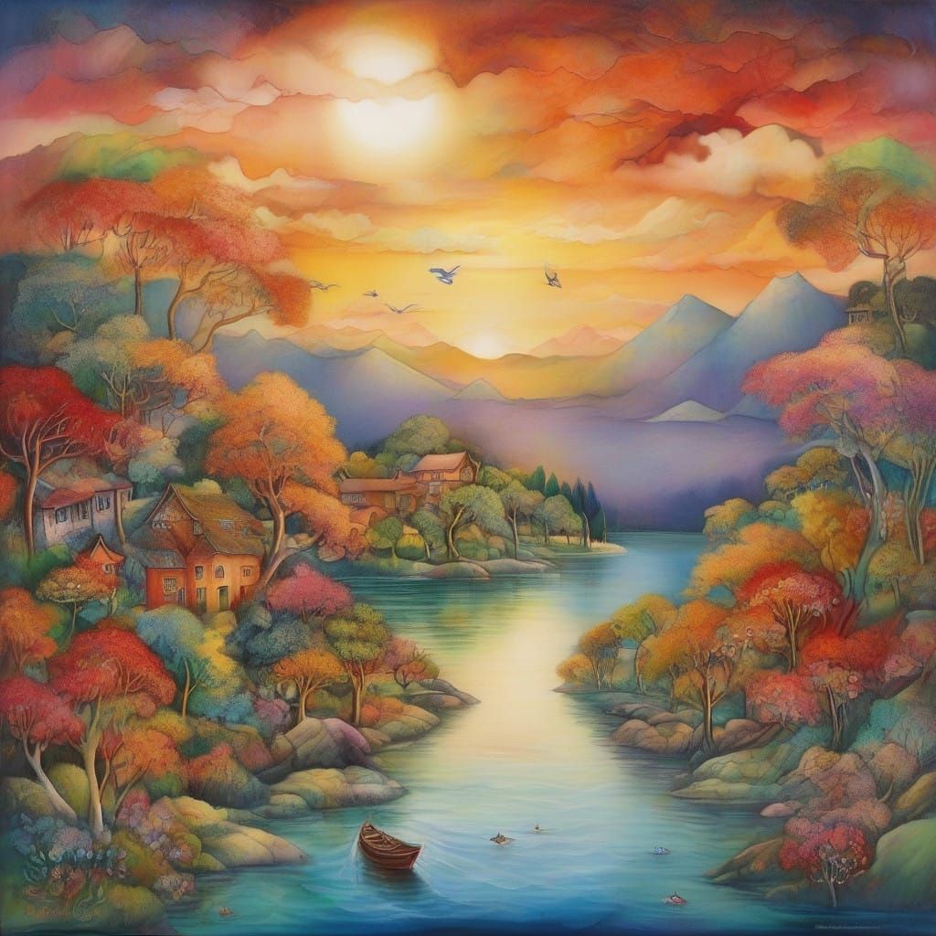 Ethereal Lake Malawi Landscape in Vibrant Colors