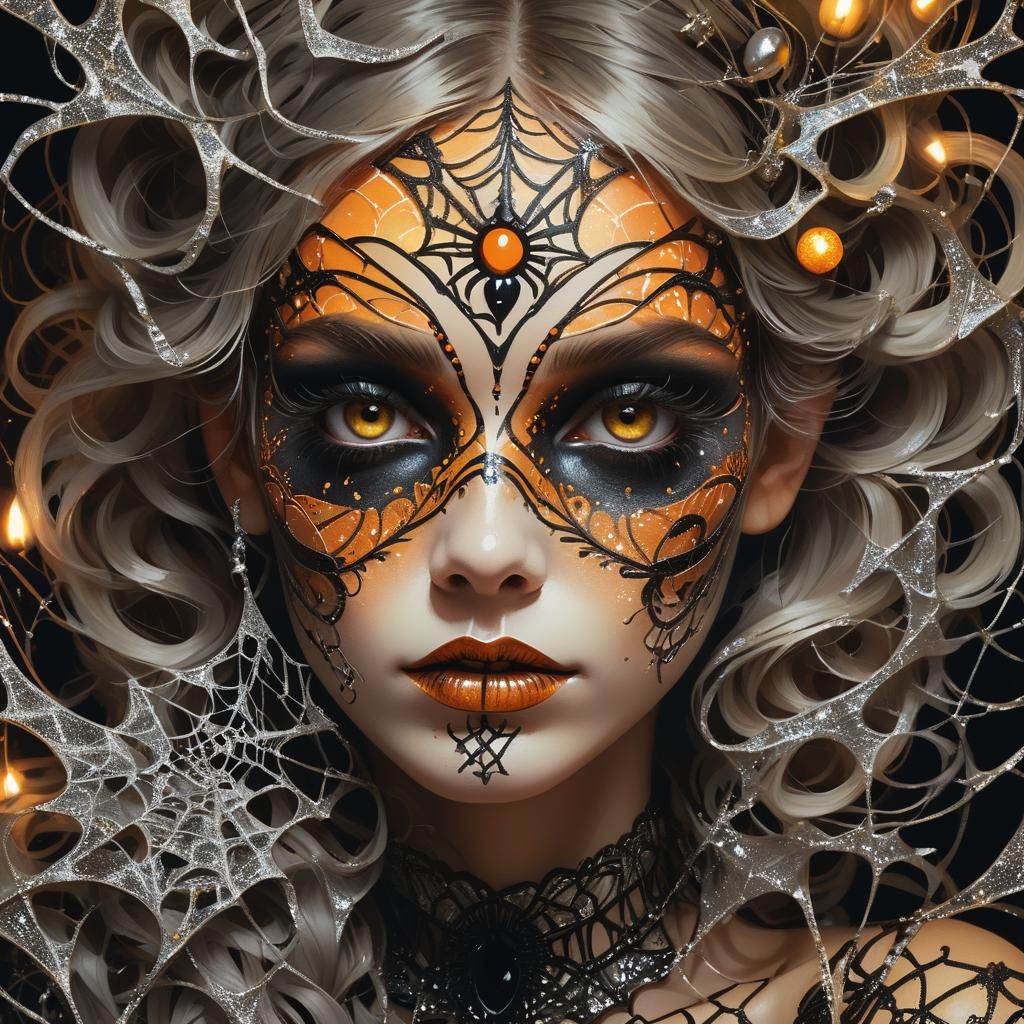 Halloween Makeup Portrait in Art Nouveau Style