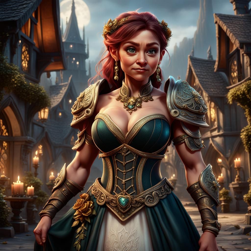 Muscular Halfling Bride in Detailed Fantasy Art