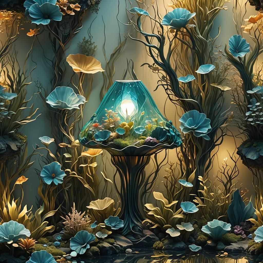Aquascape Lamp Design in Abstract 3D Art