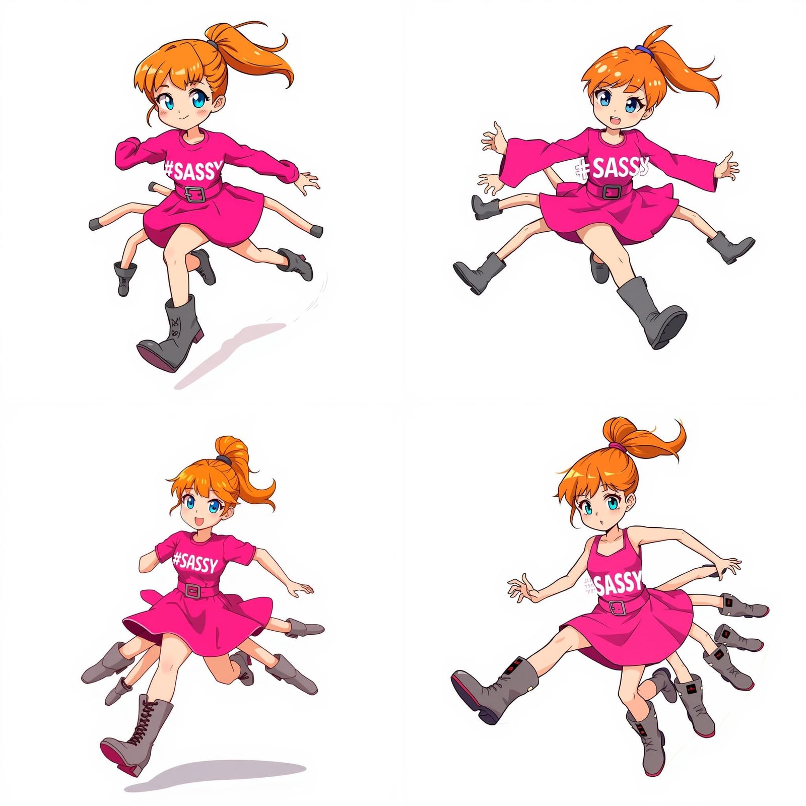 Cartoon Woman with Sassy Dress Runs Fast