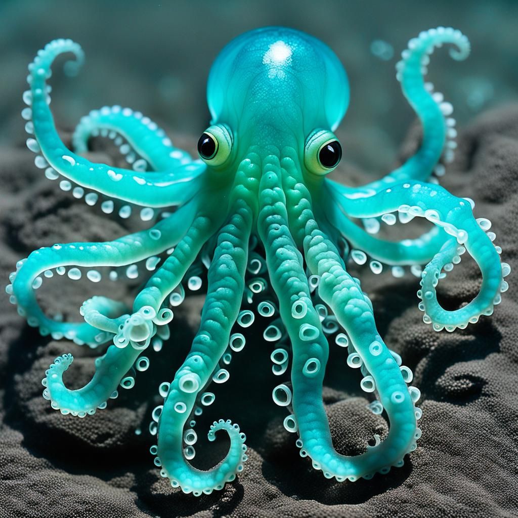 Baby Kraken in Turquoise Water with Sunlight