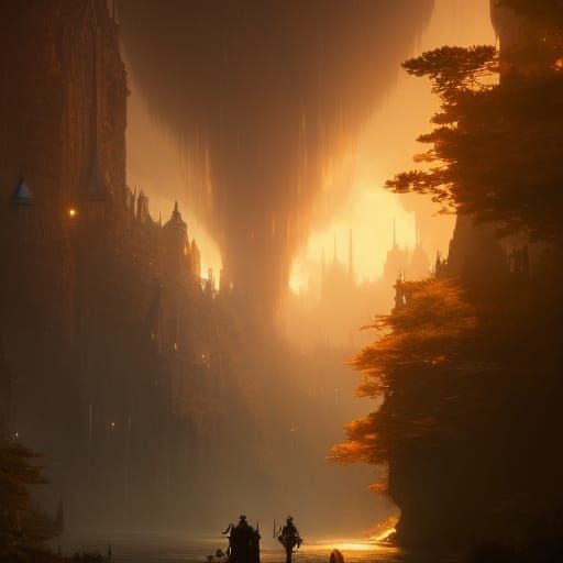 Dark Fantasy Art in Purple and Yellow