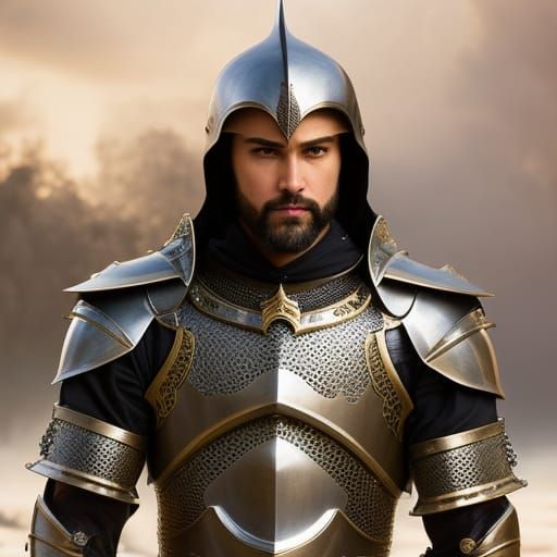 Brave Knight Portrait in Ornate Armor