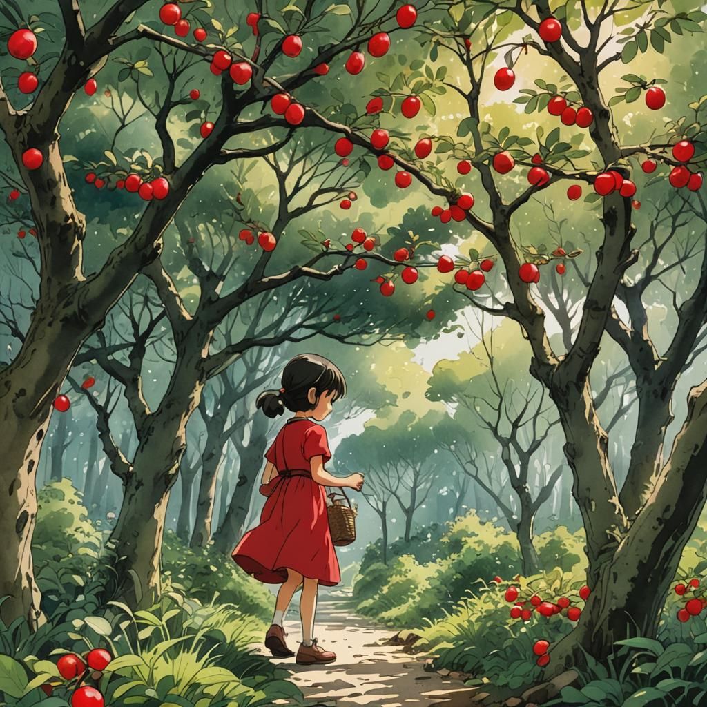 Little Girl Picking Plums, Anime Key Visual
